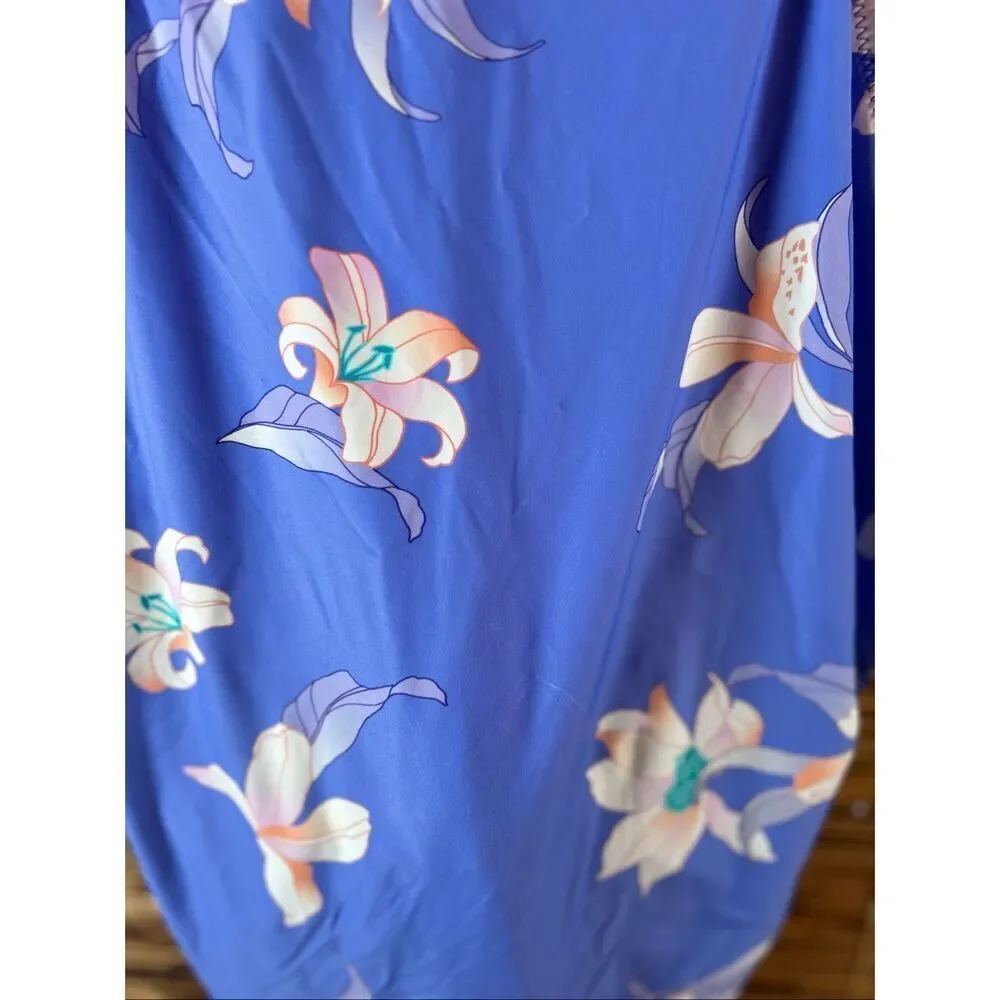 Sonsie By Gracing Swim Suite One-Piece Floral periwinkle With Underwire 24W